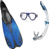 Seac | snorkelset | Set Tris Ala | transparant silicone | Metaal Blauw | maat 36/37