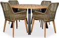 BUITEN living Cork/Padua dining tuinset 5-delig | hardhout + touw | 135cm | 4 personen