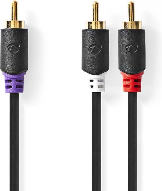Nedis Subwoofer-Kabel - RCA Male - 2x RCA Male - 3.00 m - Antraciet