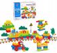 Boîte de construction avec 180 pièces et autocollants – blocs de construction en plastique pour enfants, emballé dans un coffret cadeau avec poignée, adapté aux enfants à partir de 3 ans