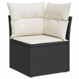 vidaXL 11-delige Loungeset met Kussens Poly Rattan Zwart