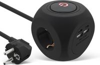 Merkloos 7-in-1 USB Stekkerblok Kubus met USB-C, USB-A en 3 Stopcontacten, 2m Kabel