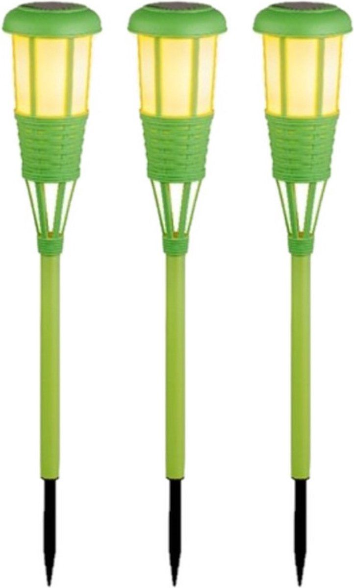 Lumineo Solar Tuinfakkel - 3 Stuks - Groen - 61 cm