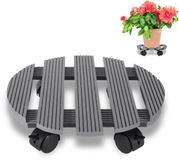Merkloos Chariot pour plantes WPC - 30 cm Rond - roulettes pour pots de fleurs - max 80 kg - ne pas soulever - déplacer les pots Gris