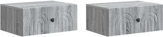 vidaXL Table de chevet murale 2 pièces Gris sonoma 49 x 34,5 x 20 cm