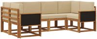 vidaXL Hoek loungeset 6-delig Natuurlijk en Beige Massief Acacia Hout