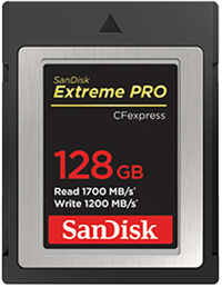 SanDisk Extreme Pro 128GB CompactFlash - 1700MB/s Read, 1200MB/s Write