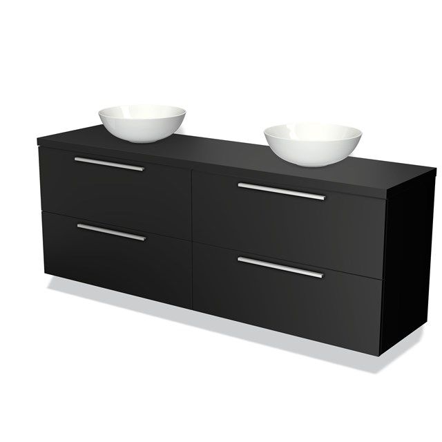 Maxaro Badkamermeubel voor Waskom 180 cm Modulo Plato Mat Zwart 4 Lades Vlak