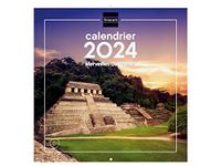 Finocam Muurkalender met afbeeldingen, 30 x 30 cm, voor notities, januari 2024 - december 2024 (12 maanden), wonderen van de Franse wereld