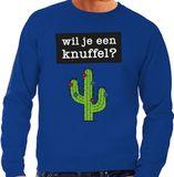 Bellatio Decorations Shoppartners Bv Wil je een Knuffel tekst sweater blauw heren L