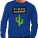 Bellatio Decorations Shoppartners Bv Wil je een Knuffel tekst sweater blauw heren L