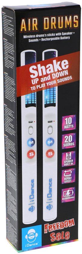 iDance Air Drums - Draadloos drumstel met 20 geluiden en speaker - Wit