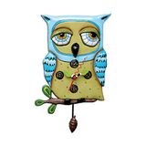 Enesco P1062 CHOUETTE Allen wandklok met uil, blauw, hars, 30,5