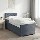 vidaXL Boxspringbed met matras, donkergrijs, 100 x 200 cm, fluweel