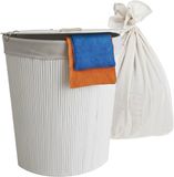 Merkloos Relaxdays Wasmand opvouwbaar - 80 liter - met waszak - hoekmodel - wit