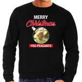 Bellatio Decorations Queen/koningin Elizabeth II Merry Christmas peasants foute Kerst trui - zwart - heren - Kerst sweater / Kerst outfit XL