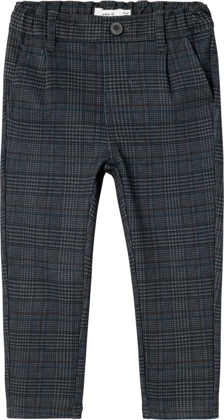 Name It mini jongens broek SILAS Dark Grey CHECKS Xslim Fit 92