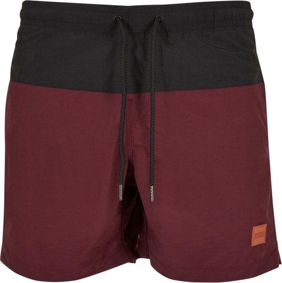 Urban Classics Block Zwemshorts - Rood/Zwart - Maat L