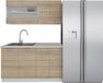 VCM 4-delige eenpersoonskeuken Inbouwkeuken Keukenblok Complete keuken 140 cm Esilo Wit / Sonoma-eik