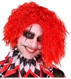 Finidi Rode Creepy Clownspruik Unisex Kunstvezel Kort Krullen Halloween en Horror
