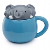Keramische Puckator Polska Sp. z o.o. Grappige Mok met Deksel 'Kijkende Olifant' - 450ml Keramiek