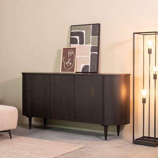 LABEL51 Oliva Dressoir - Zwart - Eikenhout - 180 cm