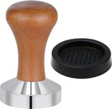 GELLDG Tamper à expresso - 51 mm - Poignée en bois et poussoir en silicone - Acier inoxydable - pour expresso - robuste et lourd - Design Barista