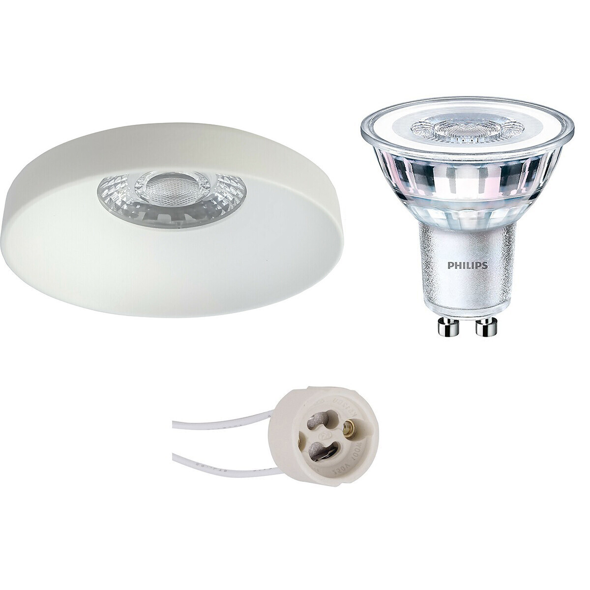 BES LED LED Spot Set - Pragmi Vrito Pro - GU10 Fitting - Inbouw Rond - Mat Wit - Ø82mm - Philips - CorePro 830 36D - 5W - Warm Wit 3000K - Dimbaar