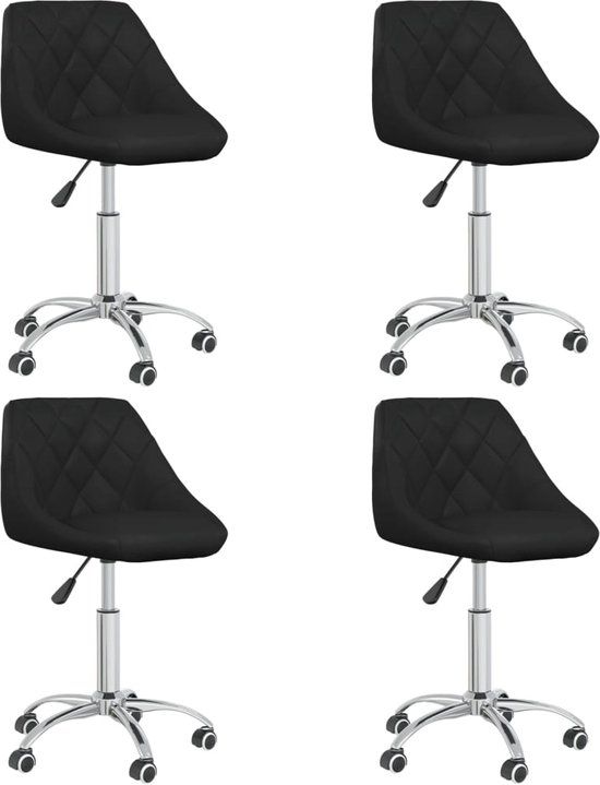 vidaXL Eetkamerstoelen draaibaar 4 stuks kunstleer zwart