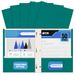 Teal Better Office Products Teal Paper 2 Pocket Folders with Pen Holder, 50 Pack
