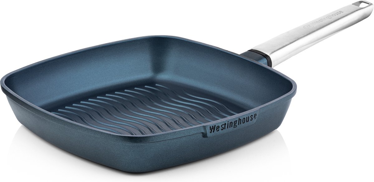 Westinghouse Performance Series - Grillpan Inductie 28cm - Luxe Grillpan - Blauw - Steakpan - Geschikt voor alle warmtebronnen inclusief inductie en ovenbestendig