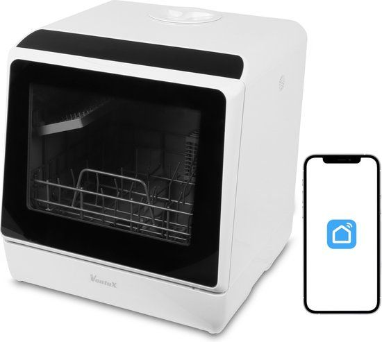 Ventux Mini Vaatwasser - 6 Couverts - 5 Programma's - App Bediening - Wit