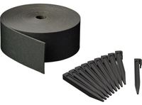 NATURE Bordure de jardin - Fabriqué en PE noir recyclé, hauteur 7,5 cm x 10 mètres - Épaisseur 3 mm - Incluant 10 ancrages