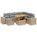 VidaXL 5-delige Loungeset met kussens, poly rattan en acaciahout, beige