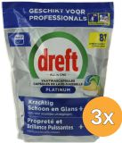 Dreft Platinum Lemon All-in One Vaatwastabletten – 243 Tabs (3x81) - Voordeelverpakking