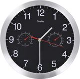 vidaXL Wandklok met quartz-mechanisme, hygrometer, thermometer - 30 cm - Zwart