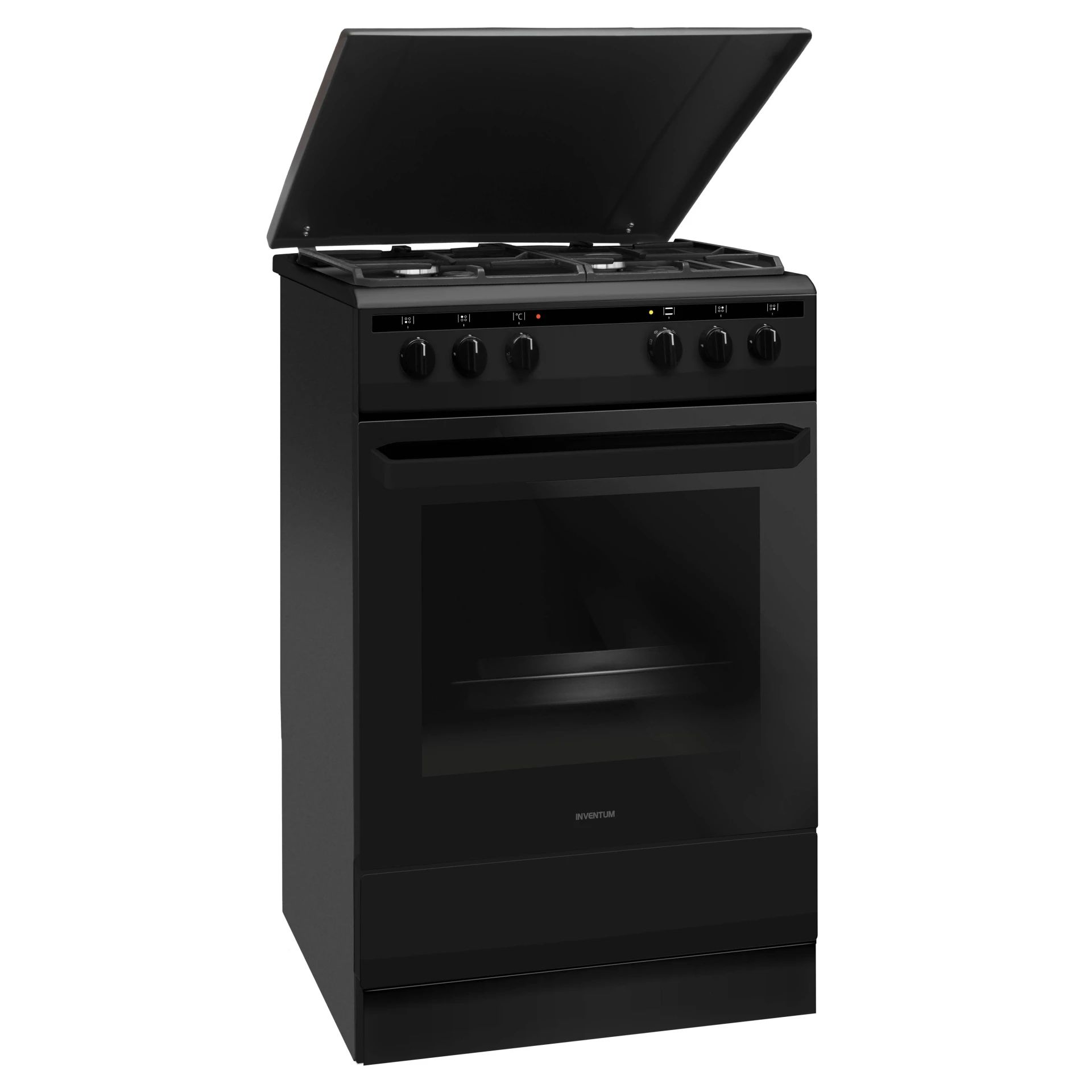 Inventum VFG5020GZWA - 50 cm vrijstaand gasfornuis met elektrische hetelucht oven - Zwart