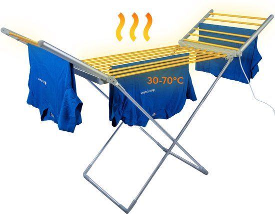 Silvergear Premium Elektrisch Wasrek met Verwarming 230W - Wit - 12m drooglengte - Inklapbaar