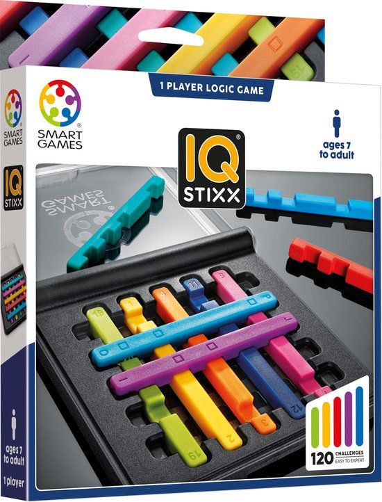 SmartGames IQ Stixx - Logisch Denkspel & Reispuzzel - 120 Opdrachten met Inkepingen - Educatief Solospel voor Kinderen en Volwassenen - Vanaf 7 Jaar