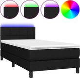 vidaXL Boxspring met matras en LED stof zwart 90x190 cm