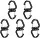 NCD E-Commerce Handel GmbH Set de cinq porte-clés pivotants en forme de S à 360 degrés avec attache rapide, y compris ressorts, crochets de clés, boucles de ceinture et capuchons de clés (taille L), Noir, Plastique