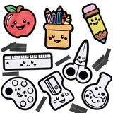 Baker Ross VC110 Back to School Fuzzy Art-magneten - Set van 15, fluwelen koelkastmagneten om in te kleuren