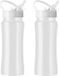 Merkloos / Sans marque Giving Europe B.V. Set van 2x stuks drinkfles/waterfles 600 ml metallic wit van RVS