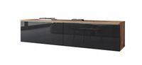 Etna - TV-meubel - 140 cm breed - Wotan Eiken & Zwart Hoogglans - Hangend of Staand - 2-deurs