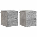 vidaXL Muurbevestigde Nachttafel Betongrijs 34,5 x 33 x 40 cm