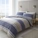 Catherine Lansfield Beddengoed getextureerde gestreepte eenpersoons dekbedovertrek set met kussensloop blauw