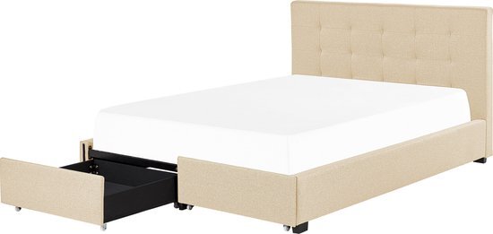 ROCHELLE - Bed opbergruimte - Beige - 180 x 200 cm - Polyester