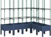 vidaXL Plantenbak met latwerk 160x120x142,5 cm polypropeen blauwgrijs