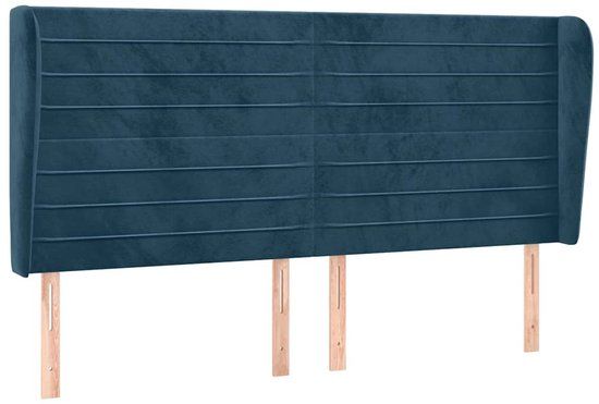 vidaXL Hoofdbord met randen 203x23x118/128 cm fluweel donkerblauw
