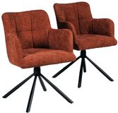 Weber Industries MILA draaibare eetkamerstoelen set van 2 baksteenbruin